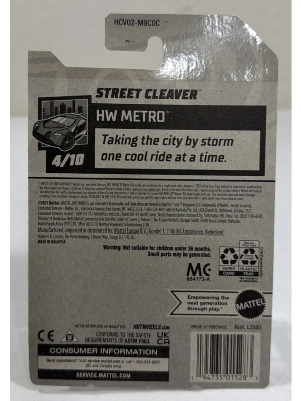 Hot Wheels HW Metro Green/Orange Street Cleaver P42